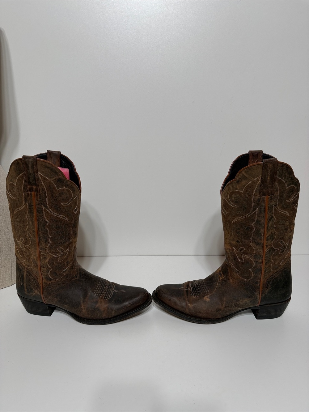 J.B Dillon Distressed Cowgirl Boots Size 10B Goat Leather - Picture 6 of 17